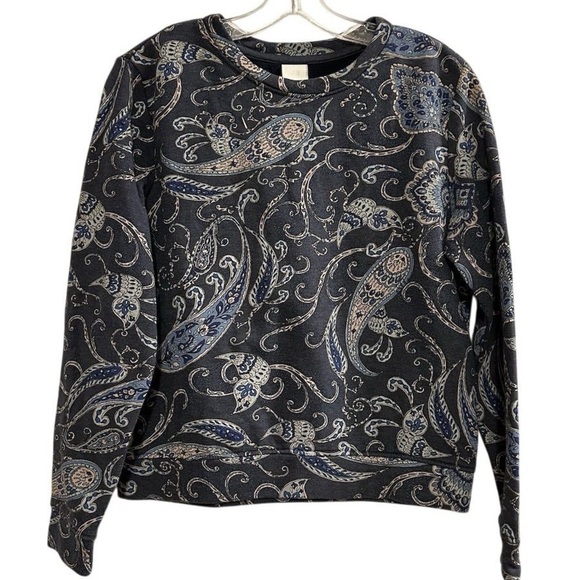 H&M Women's Paisley Pattern Sweatshirt Blue Size S - Picture 1 of 10
